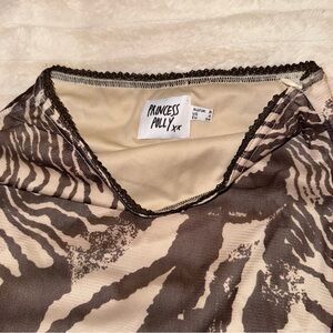 Princess Polly Black and Cream Mini Skirt